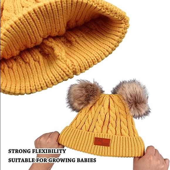 Yellow Winter Girls & Boys Warm Hats Set; Toddler Scarf Set - Picture 3 of 5